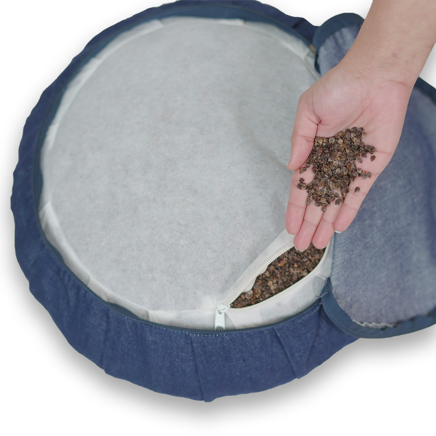 ZAFU DENIM ORGANIC BUCKWHEAT CUSHION