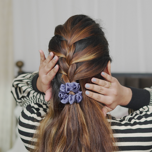 ROYAL BLUE HAIR SCRUNCHIE(PACK OF 2 )