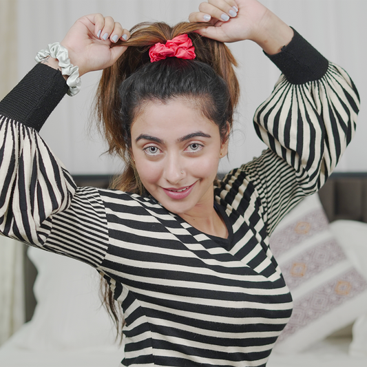 BLOOD RED  HAIR SCRUNCHIE(PACK OF 2 )